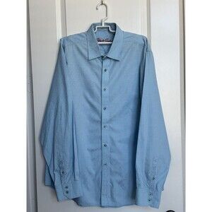 Robert Graham Men’s Blue Embroidered Long Sleeve Button‎ Down Shirt XL Casual
